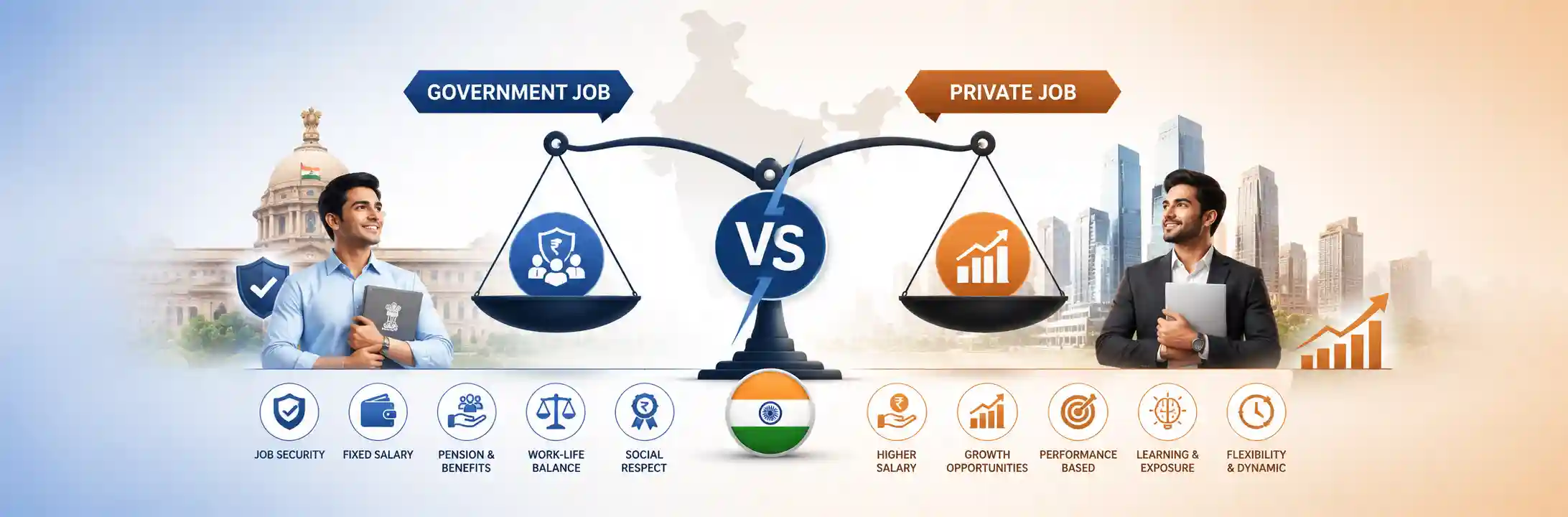 Government Job vs Private Job Comparison in India 2026